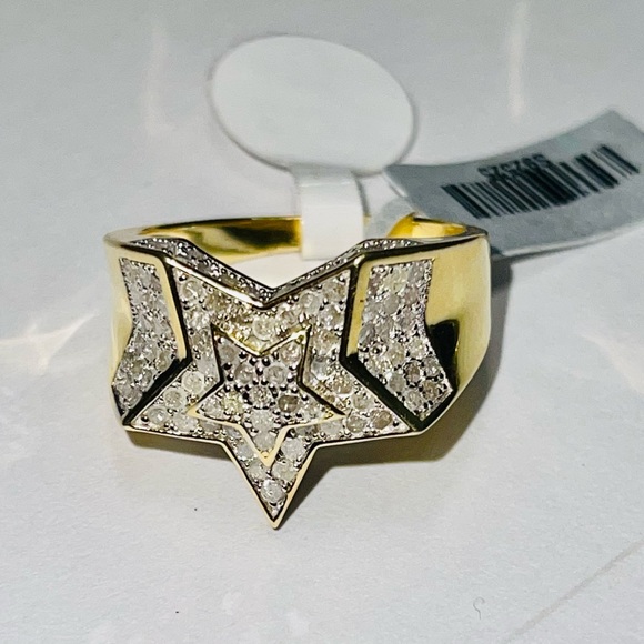 10k Gold Vermeil REAL DIAMOND ring for men, 1.11  a rat Natural diamonds NOT CZ - Picture 7 of 7